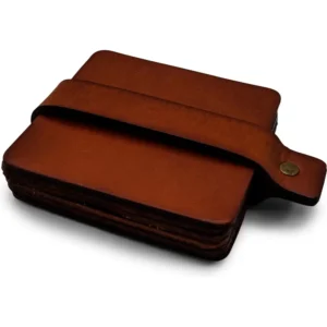 Onderzetters leer vierkant cognac
