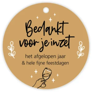 Kadolabel. Bedankt voor je inzet