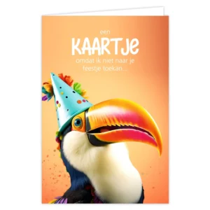 Wenskaart Een kaartje omdat ik niet naar je feestje toekan