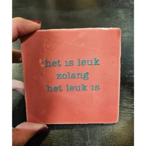 Tegeltje het is leuk zolang het leuk is oud roze