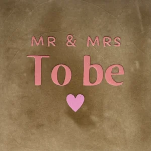 tegeltje 'mr&mrs te be' taupe/zalm(warmroze)