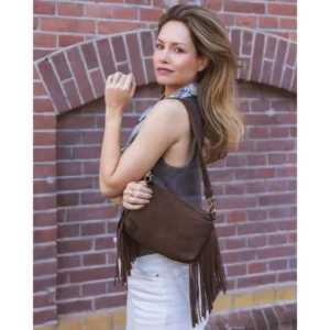 Chabo Suede Stormy Fringes Small Shoulderbag cacao
