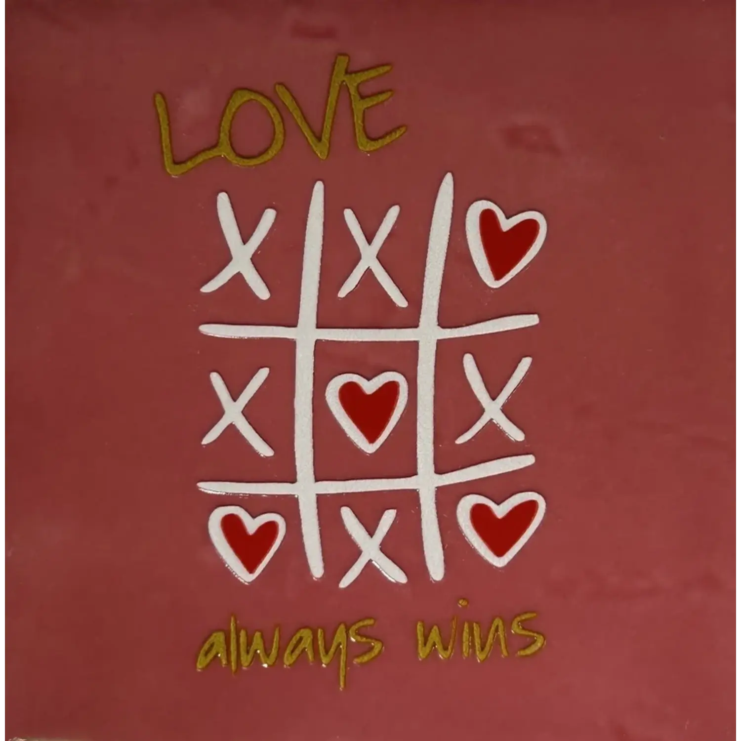 Tegeltje Love always wins roze