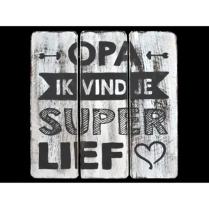 Woodart tekstbord 20x20cm opa super lief antique white