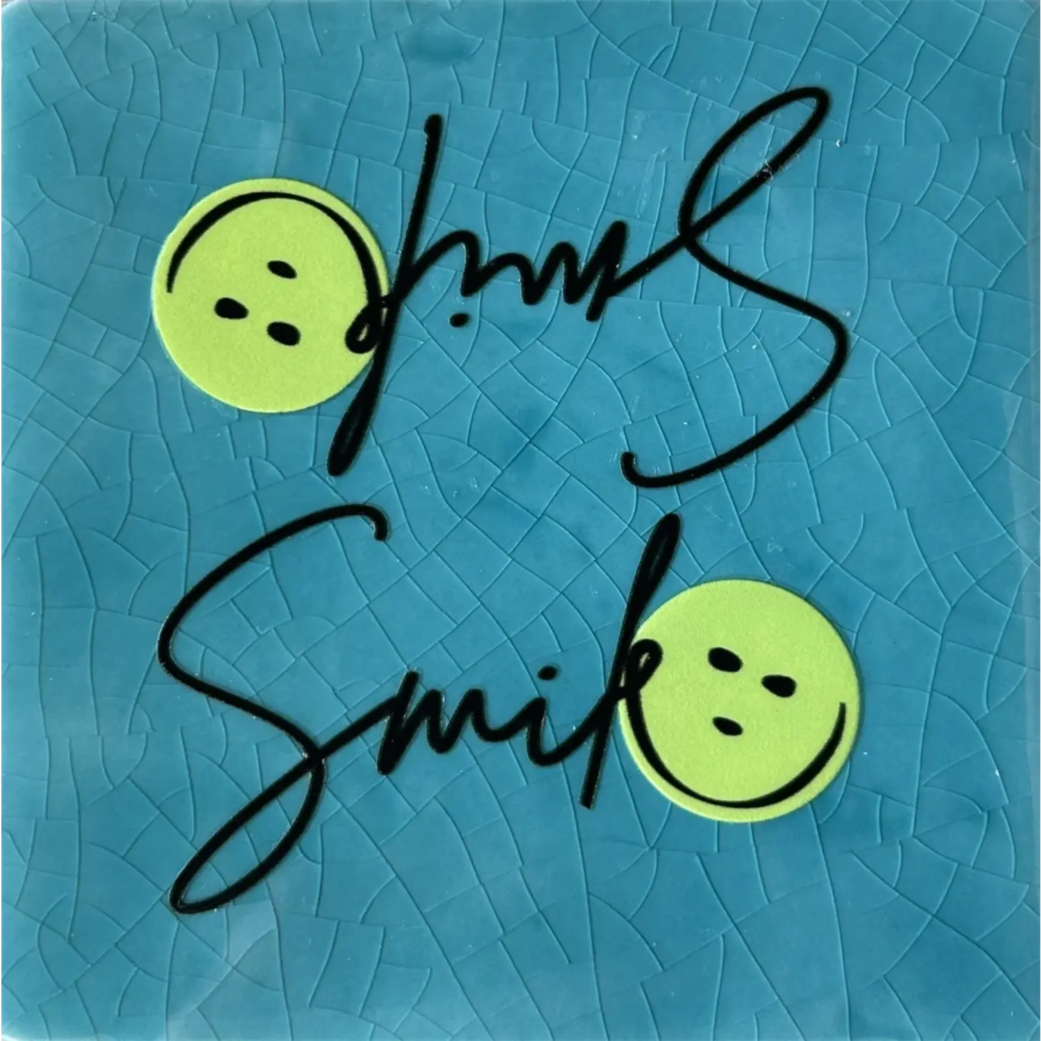 Tegeltje smile upside down groen/zwart