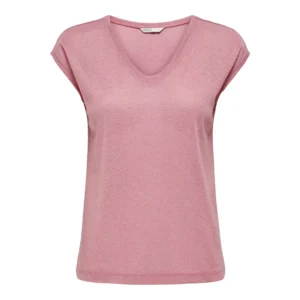 CARSILVERY S/S V NECK LUREX TOP JRS NOOS