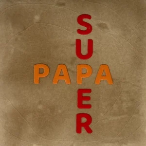tegeltje 'super papa' taupe/oranje(rood)