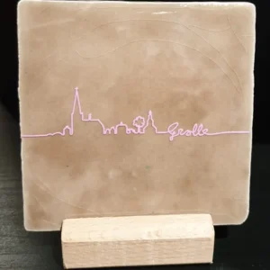 Tegeltje skyline Groenlo taupe/roze