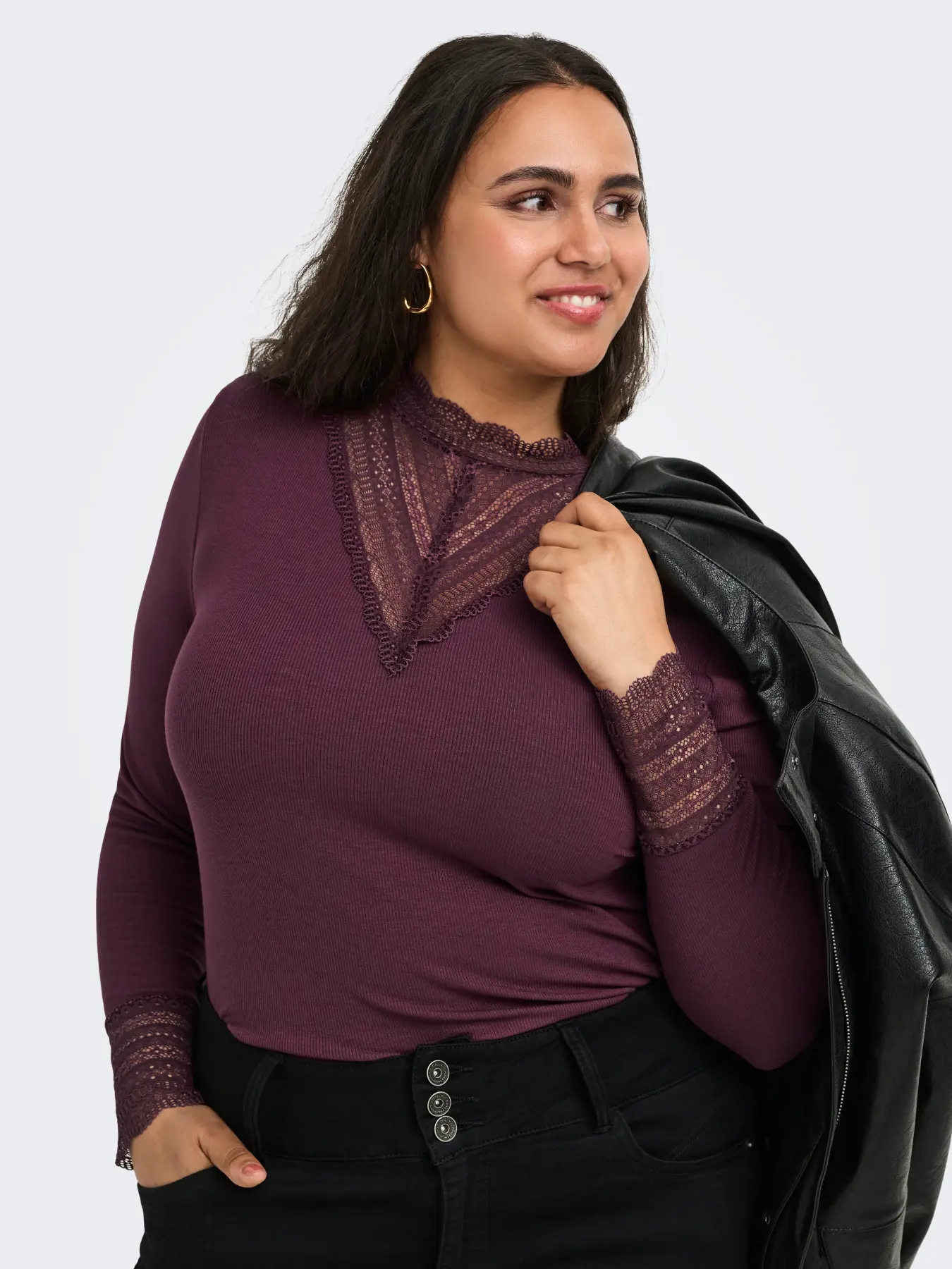 CARTILDE RIB LACE L/S TOP JRS NOOS - Afbeelding 2
