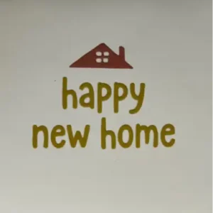 Tegeltje happy new home nieuw creme/goud(taupe)