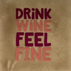 tegeltje drink wine feel fine taupe/cherry(taupe)