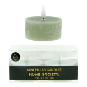 LED Kaars Mini Pillar Set 2  celadon