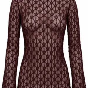 CARAYA L/S O-NECK A-SLEEVE LACE TOP JRS
