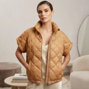 Oversized bodywarmer camel