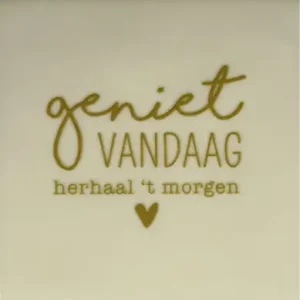 Tegeltje geniet vandaag creme/goud