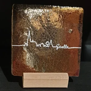 Tegeltje skyline Groenlo goud/wit