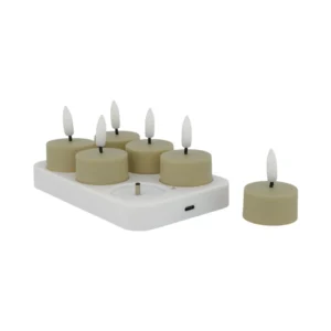 LED Kaars Tealight Set 6 LED  Greige