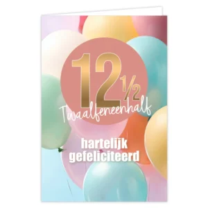 Wenskaart 12.5 Hartelijk gefeliciteerd