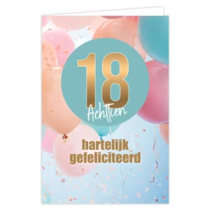 Wenskaart 18 hartelijk gefeliciteerd