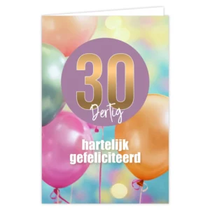 Wenskaart 30 hartelijk gefeliciteerd