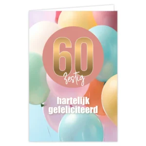 Wenskaart 60 hartelijk gefeliciteerd