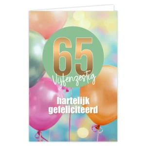 Wenskaart 65 hartelijk gefeliciteerd