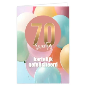 Wenskaart 70 hartelijk gefeliciteerd