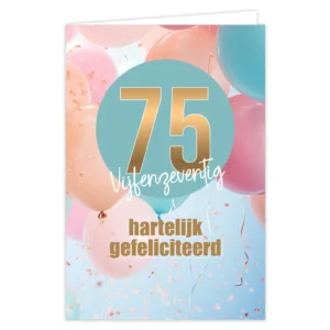 Wenskaart 75 hartelijk gefeliciteerd