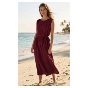 Maxi viscose jurk bordeaux