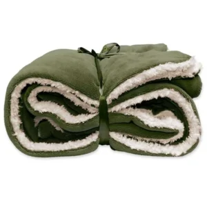 Lars coral fleece/suede plaid 150x200cm dark green