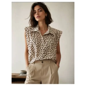 Blouse polkadot beige