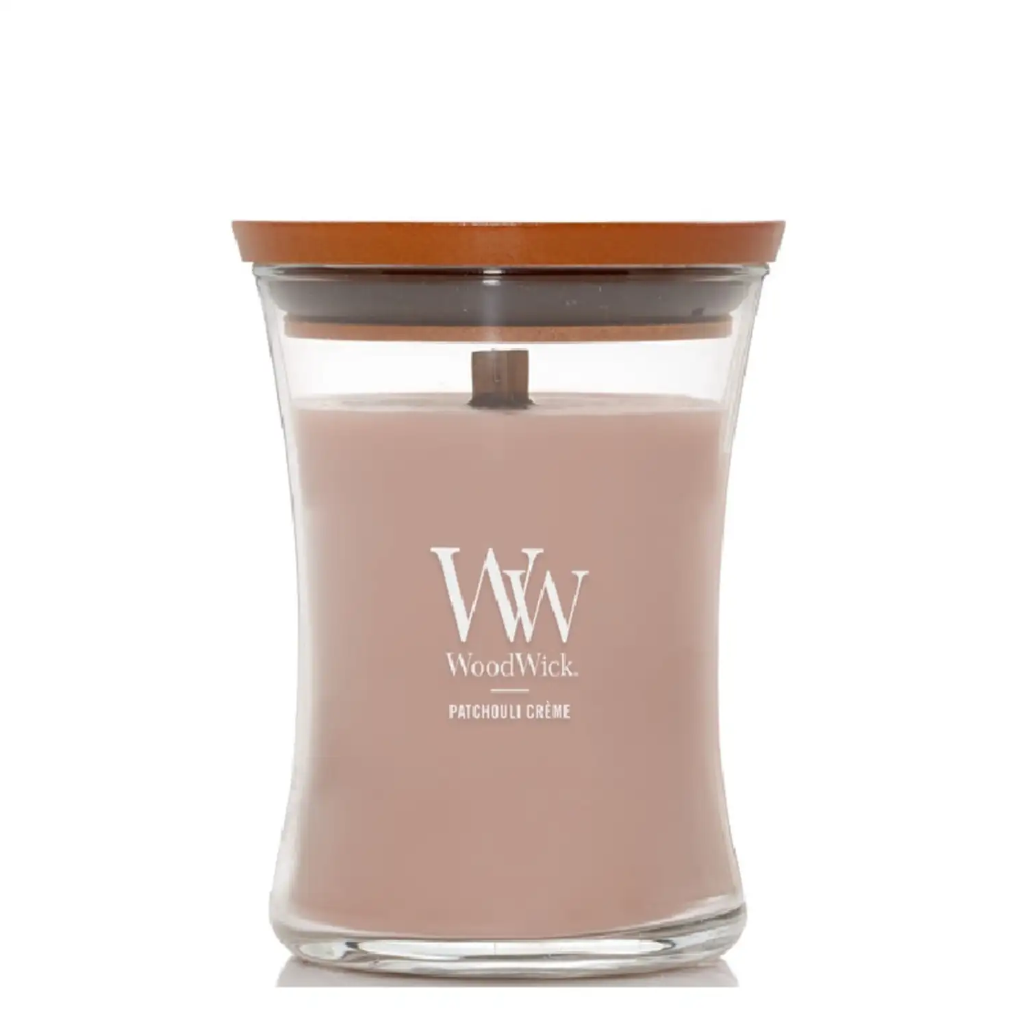 Woodwick medium Patchouli Creme Candle