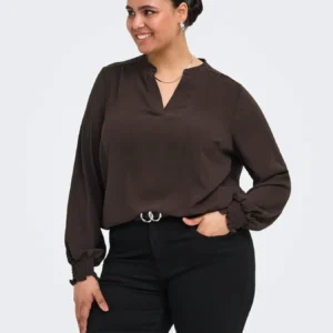 CARMETTA L/S V-NECK TOP WVN NOOS