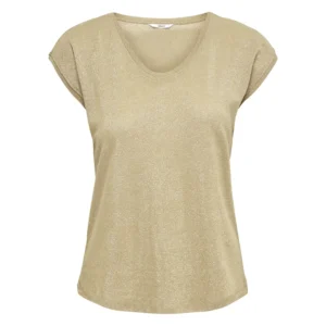 CARSILVERY S/S V NECK LUREX TOP JRS NOOS
