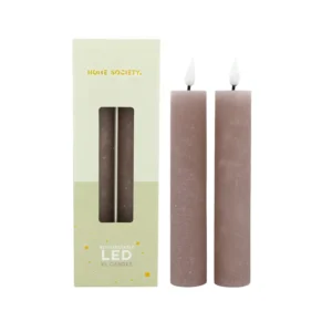 LED XL Dinerkaarsen Recharge Set 2 stoffig roze