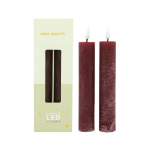 LED XL Dinerkaarsen Recharge Set 2  bourgondisch rood