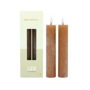 LED XL Dinerkaarsen Recharge Set 2 bruin