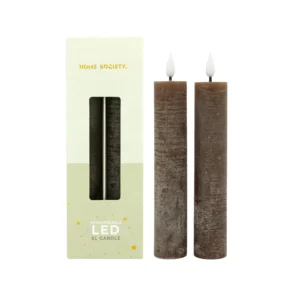 LED XL Dinerkaarsen Recharge Set 2 donker bruin