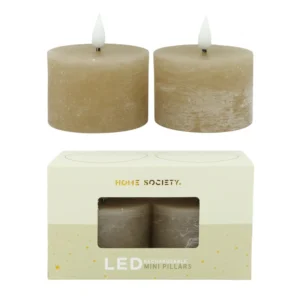 LED Mini Stompkaarsen Recharge Set 2 beige