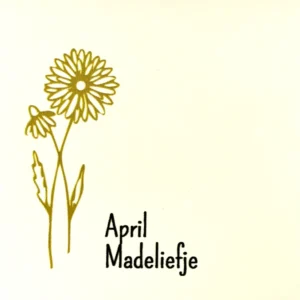 Tegeltje geboortetegel april creme/goud(zwart)