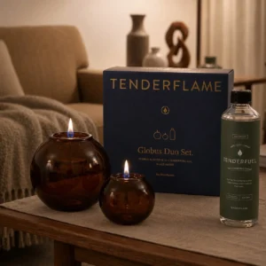 Tenderflame Globus 10 & 15 Amber + 0,5ltr Tenderfuel